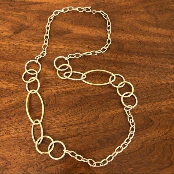 Two Tone Open Link Necklace | 35” Length - Picture 1 of 4